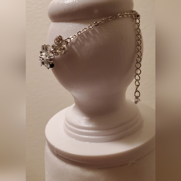 Pale Blue Frosted Glass and Crystal Butterfly Bracelet - Picture 2 of 2